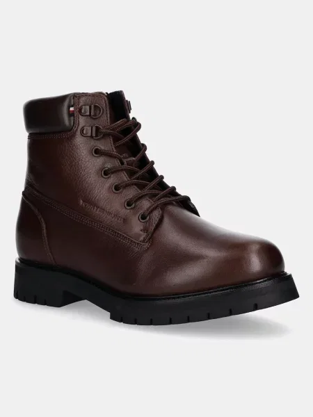 Tommy Hilfiger bocanci de piele FLEX TH OUTDOOR RS LTH BOOT maro