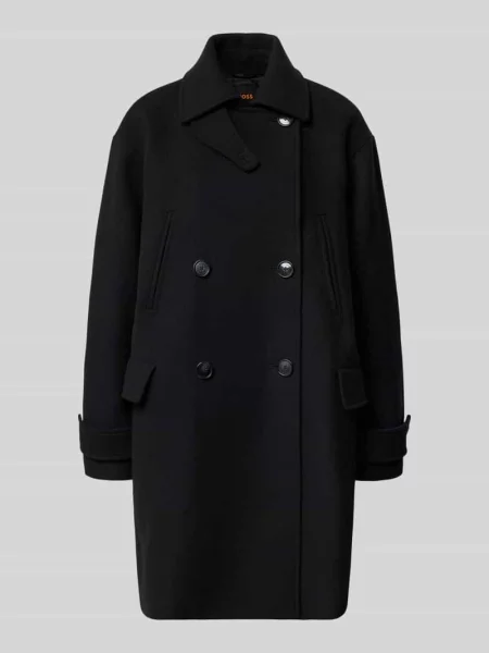 Płaszcz o kroju regular fit z mieszanki wełny model ‘CISABEL’ Boss Orange czarny