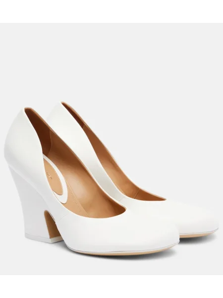 Pantofi cu toc Dries Van Noten din piele alb