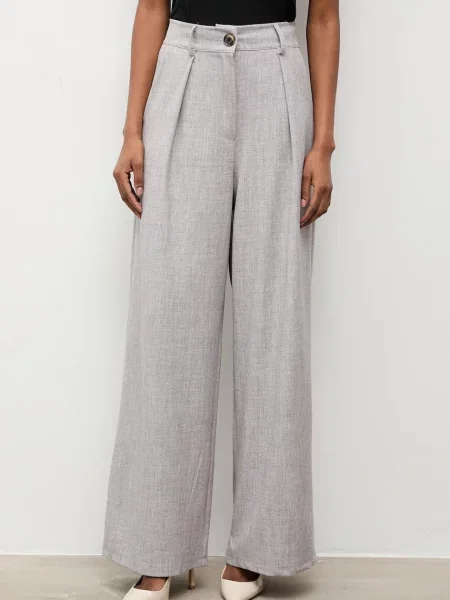 Answear.LAB pantaloni drept high waist gri