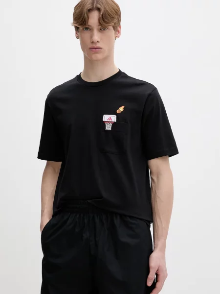 Adidas Tricou Mini Embroidery Basketball Graphic negru