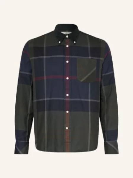 Barbour Košile Dunoon Authentic Fit tmavě zelená / tmavě / tmavě modrá červená