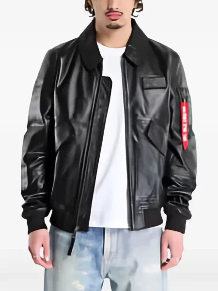 Geanta de piele Alpha Industries negru
