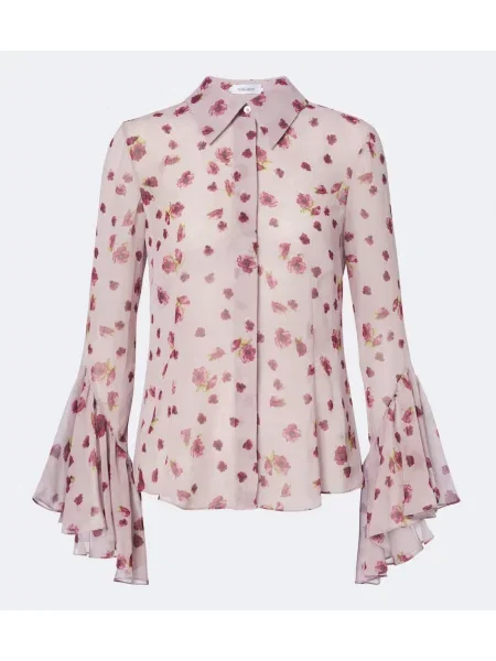 Cămașă Markarian din șifon cu model floral roz