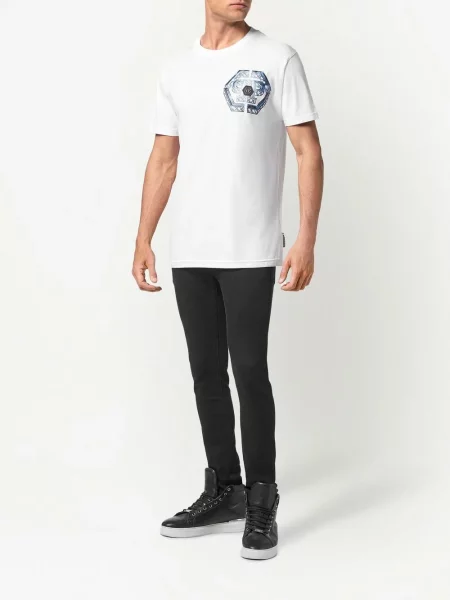 Raštuotas marškinėliai Philipp Plein balta