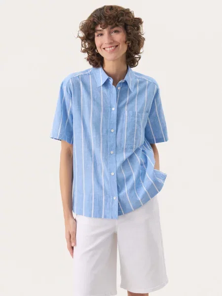 Part Two Bluză Renee albastru denim alb