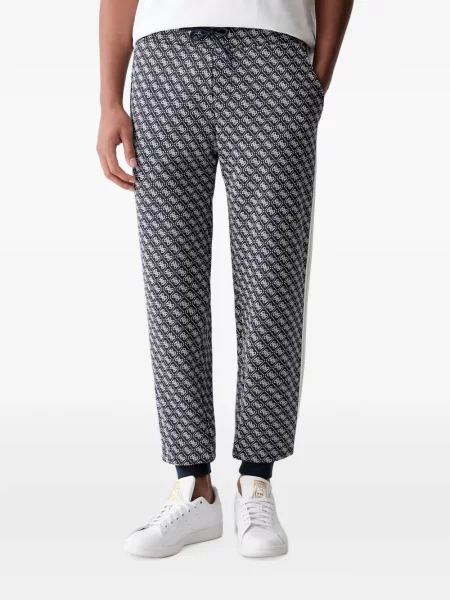 Pantaloni Guess cu dungi cu imagine alergare albastru