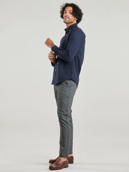 Cămașă Polo Ralph Lauren cu guler nasturi din țesătură twill albastru