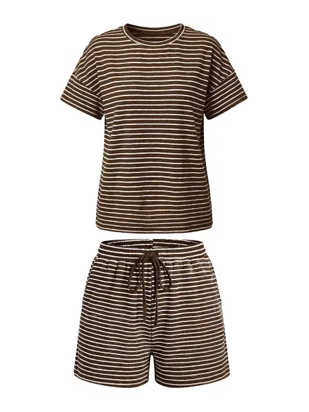 Imily Bela Costum cu pantaloni ciocolatiu alb