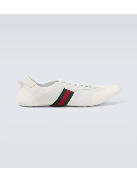 Sneakerși Gucci din piele de căprioară alb