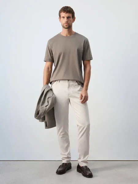 Spodnie regular fit lodowy Mężczyzna 38 MANGO MAN szary