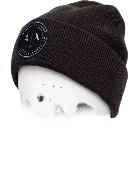 Căciulă Armani Exchange tricotate cu autograf maro