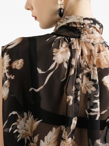 Top Dolce & Gabbana fără mâneci din șifon cu imagine negru