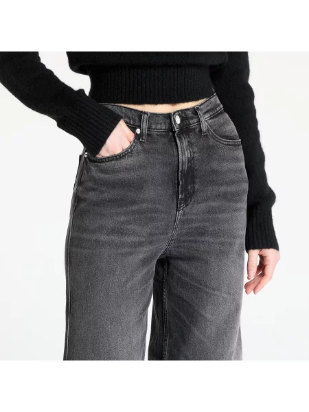 Панталони Tommy Jeans Claire High Rise Wide Jeans Denim Black сиво