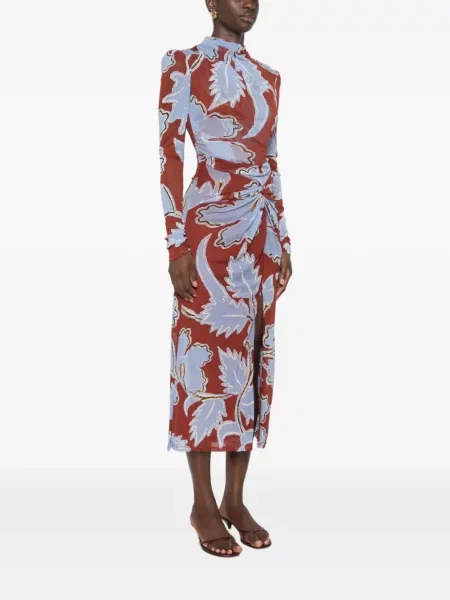 Gėlėta raštuota midi suknelė Dvf Diane Von Furstenberg ruda