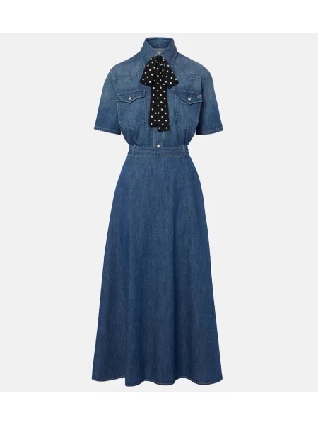 Cu centură rochie din denim Valentino albastru