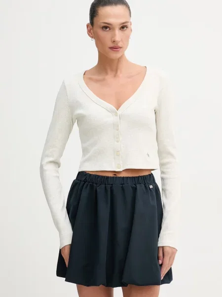 Calvin Klein Jeans kardigan za žene od pamuka s elastanom siva