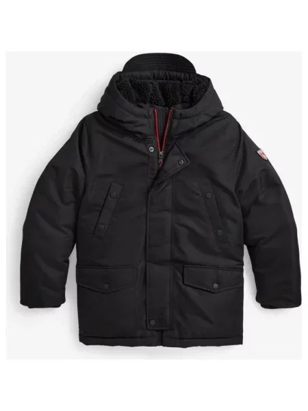 Kurtka z kapturem Ralph Lauren Down Parka czerwony S czarny