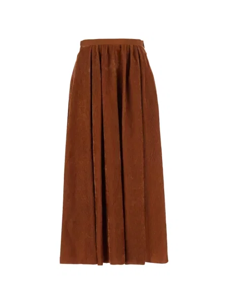 Fusta maxi Forte_forte de catifea cord maro