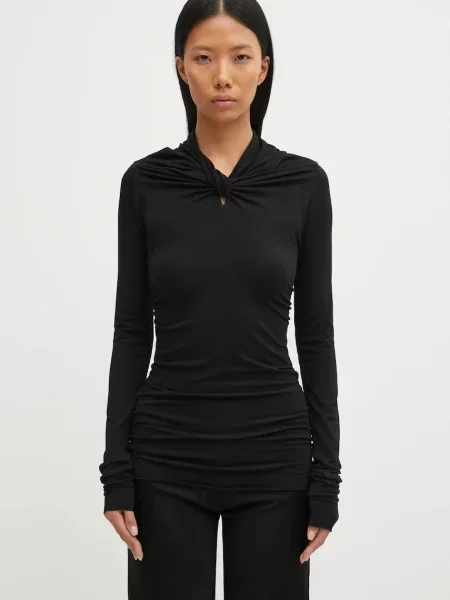 Rick Owens Lilies bluză cu cașmir Kairo uni negru