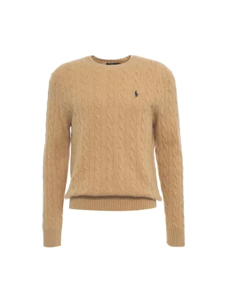 Sweter z dzianiny o kroju regular fit z mieszanki wełny i kaszmiru Ralph Lauren beżowy