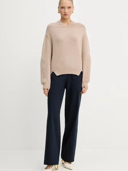 Вовняний светр Victoria Beckham бежевий