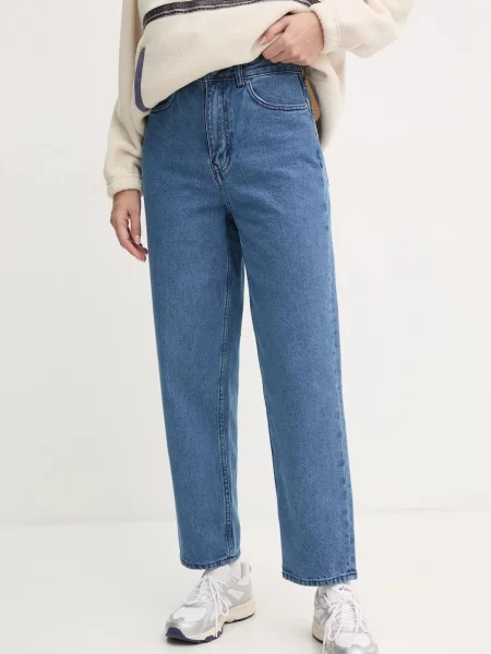 Дънки Quiksilver Baggy Carrot Denim с висока талия синьо