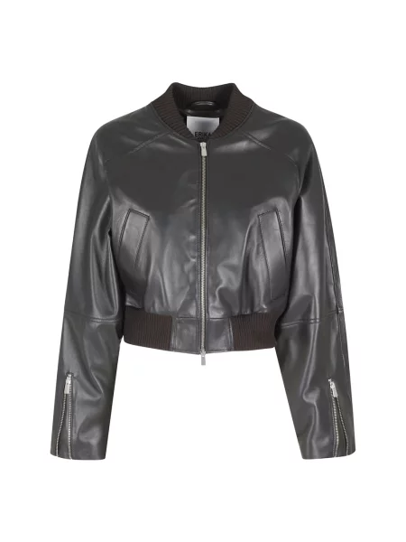 Kurtka skórzana Erika Cavallini brązowa