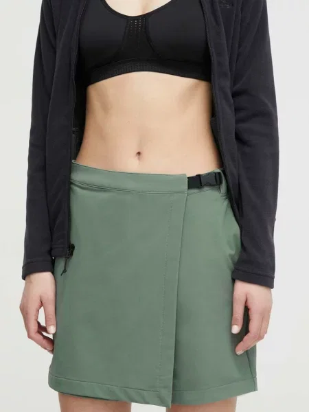 Sportske kratke hlače Jack Wolfskin Wandermood za žene bez uzorka visoki struk zelena