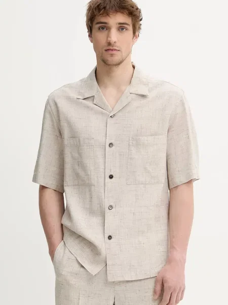 Košulja BARENA VENEZIA Camicia Mola relaxed bež