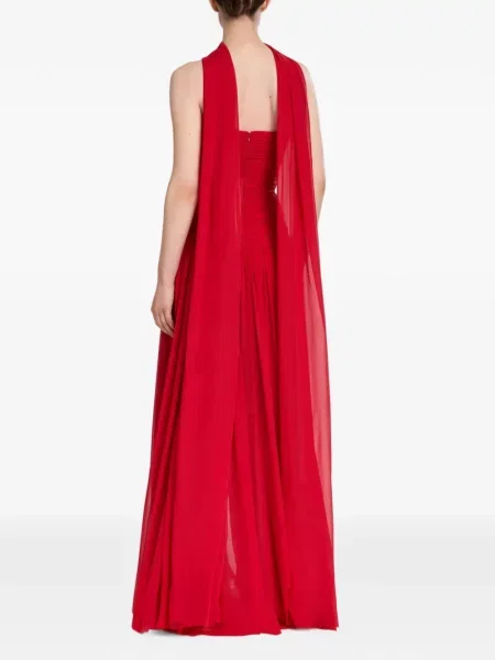 Rochie maxi Elie Saab de mătase cu volane roșu