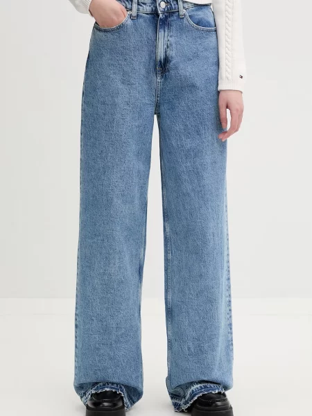 Tommy Jeans blugi wide leg pentru femei albastru