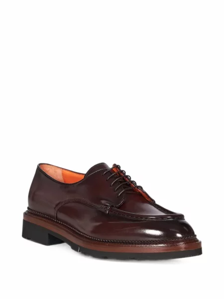 Pantofi Santoni cu șireturi din piele maro