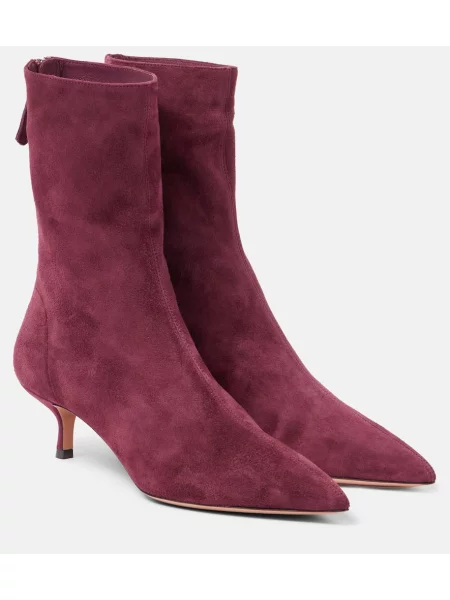 Cizme scurte Aquazzura din piele de căprioară violet