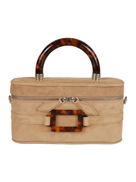 Torebka Roger Vivier zamszowa biznesowa brązowa