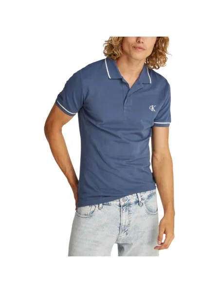 Calvin Klein Jeans Tenisz póló | pique kék