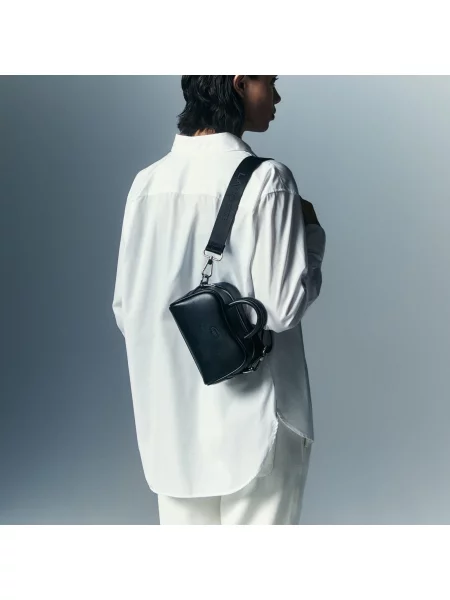 Кожаная сумка через плечо Lacoste синяя