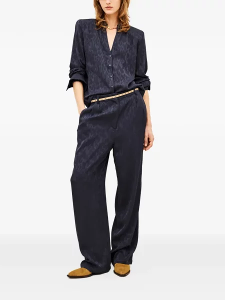 Pantaloni Ba&sh din jacard albastru