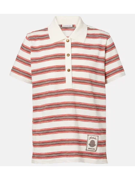 Tricou polo Moncler cu dungi bej