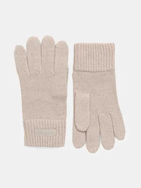 Вълнени ръкавици Calvin Klein кафяво