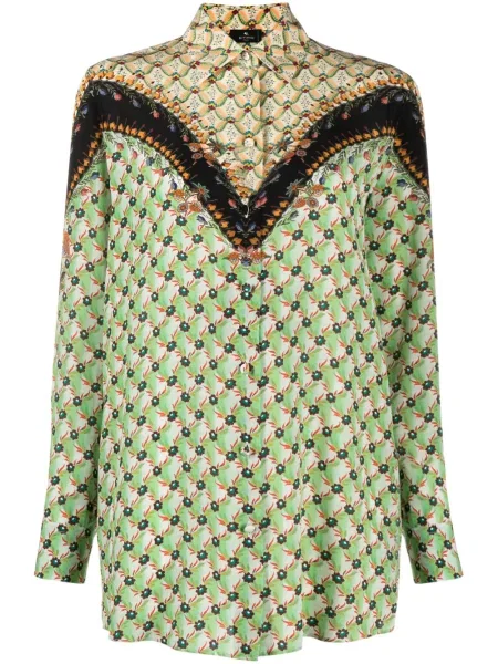 Cămașă Etro cu imagine lungă verde
