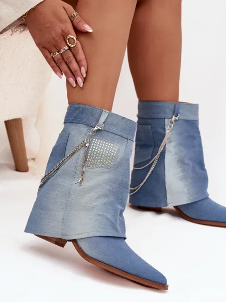 Čevlji do gležnjev Boto blok peta modra