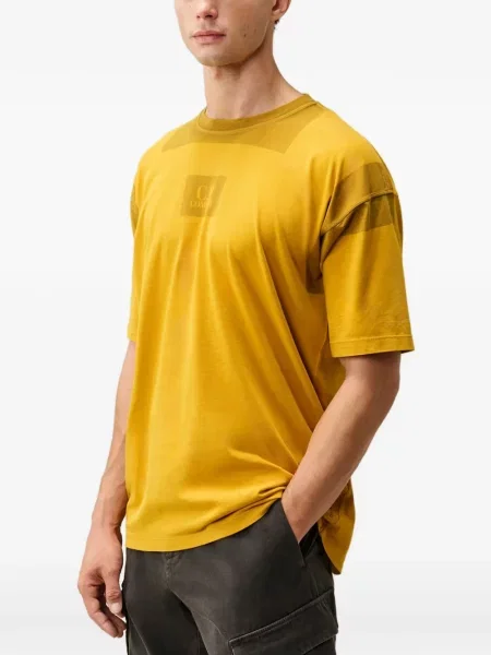 Scurt tricou C.p. Company din jerseu cu autograf galben