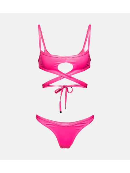 Bikini The Attico kopertowy różowy