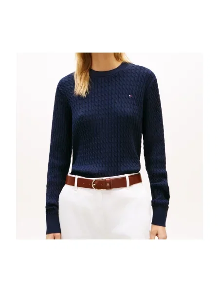 Tommy Hilfiger Sveter Fine Tmavomodrá modrá
