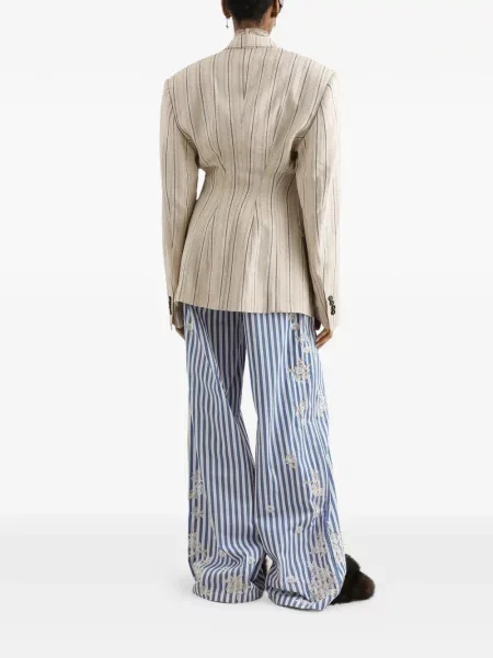 Pantaloni Dolce & Gabbana cu broderie cu dungi din poplin albastru