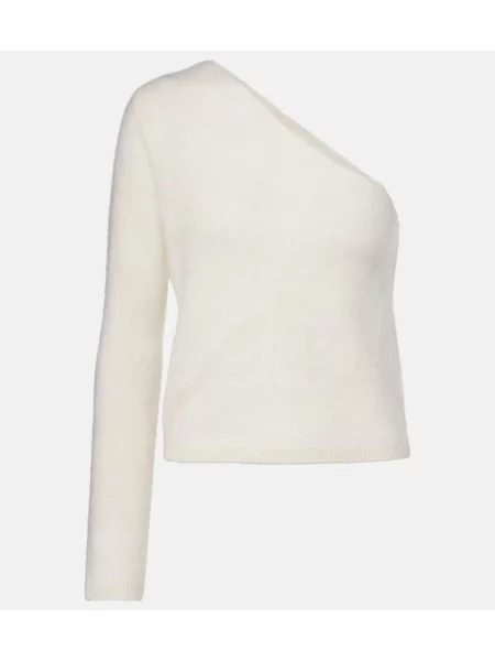 Pulover Lisa Yang din cașmir cu un umăr gol alb