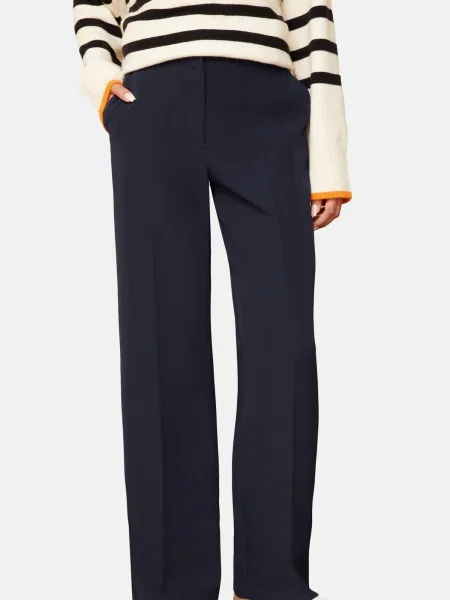 Love & roses Pantaloni cu dungă bleumarin