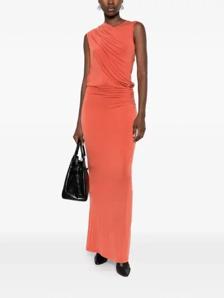Rochie maxi Balmain drapată portocaliu