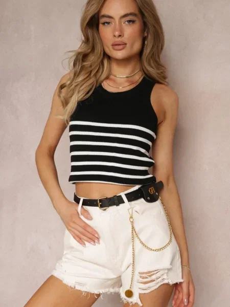 Șorturi din deschis cu talie înaltă cu cu lanț detașabil Priseis bej